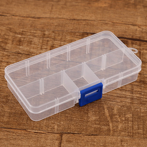 Small 10-Compartment Transparent Plastic Storage <b>Box</b> With Cover For Jewelry Accessories Organizing 2.4L Capacity - Product Image 2