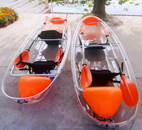 Kayak Transparente para 2 Personas, Canoa Transparente de 3m, Bote en Tándem **con Asiento Negro** para Alquiler en Resorts y Turismo