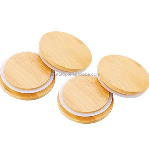 Coperchi in Bambù Personalizzabili con Logo, Coperture Rotonde in Legno <span class=keywords><strong>per</strong></span> Tazze, Bottiglie, Candele, Barattoli e Contenitori in Vetro - Product Image 1