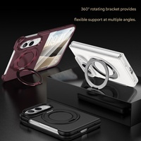 Nouvel étui magnétique pour téléphone en cuir PU pour iPhone Duo avec protection à 360° °   Support rotatif pour écran avant, protection antichoc, coque rigide