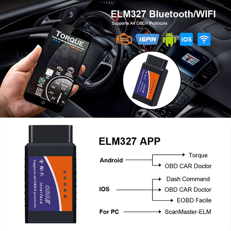 ELM327 WiFi V1.5 OBD2 Car Diagnostic Scanner Code Reader For Android iOS