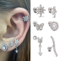 Anting-anting titanium steel grosir ZUOLA, perhiasan tindik helix, anting hidung labret, anting bunga, anting tragus, anting tulang rawan, anting bintang.