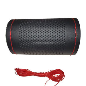 Napa <span class=keywords><strong>cuir</strong></span> noir gaufré couture à la main couture couverture de <span class=keywords><strong>volant</strong></span> pour voiture taille moyenne universelle - Product Image 5