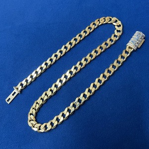 โซ่แบบเรียบสำหรับผู้ชายและผู้หญิงประดับเพชรโมอิสชุบทอง925เงิน10มม. ออกแบบได้ตามที่ต้องการผู้จำหน่ายอินเดีย - Product Image 5