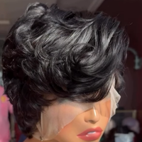 Perruque Courte Pixie en Cheveux Indiens Naturels, Dentelle HD 13x6, Vente en Gros, Sans Colle, Perruques Courtes Pixie en Cheveux Humains avec Dentelle HD Complète