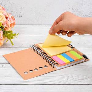 Custom Printed Paper Book <b>Mini</b> Small <b>Notebook</b> Spiral Eco Memo Notes Flag Kraft Notepads With Pen and Sticky Note - Product Image 5