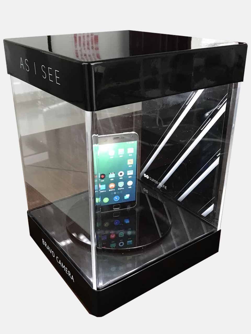 Apache AP24H Mobile Phone Display Stand Clear Acrylic Cellphone Display Box with Rotating Stage for Retail Shops and Exhibitions — view 5