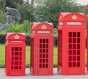 Style européen britannique Antique fer Art rouge cabine téléphonique grand extérieur décoratif Vintage artisanat - Product Image 6