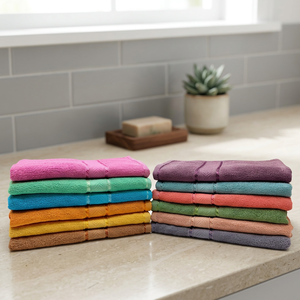 Serviette en coton 100% uni teint, tissée 11x11, absorbante, pour usage domestique, rectangulaire, à rayures, pour adultes - Product Image 2