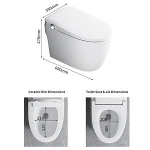 WC intelligent sans réservoir MWD avec bidet intégré, chasse d'eau automatique par capteur au pied, siège chauffant et télécommande pour hôtel moderne - Product Image 6
