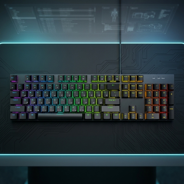 Wired Mechanical Keyboard Gaming RGB Backlit Keyboard Red Switch for Gamer Office Computer Laptop