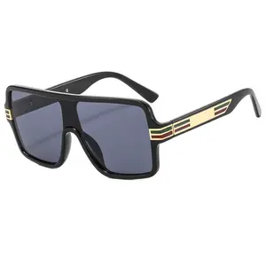 2024 Hot Sale Stylish Striped Sunglasses for Men and Women PC Retro Square Frame One Piece Sunglasses
