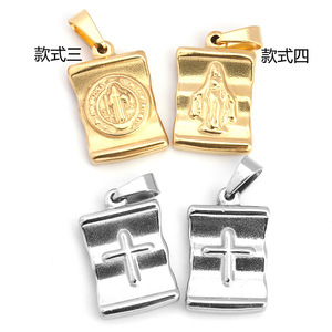 Colgante de Cruz de Acero Inoxidable con Baño Electrolítico al Vacío, Oro de 18k, Estilo Vintage, Geométrico, Religioso, Unisex, con Etiqueta - Product Image 5