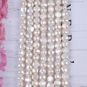 Perles d'eau douce naturelles baroques 6-7 mm, double face, trou latéral, forte brillance, particules de perles dispersées pour le bricolage - Product Image 1