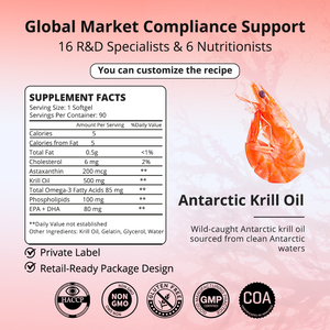 Aceite de Krill de Alta Potencia 500mg en Cápsulas Blandas, Marca Privada OEM y ODM, Rico en Fosfolípidos Omega 3, Sin Sabor a Pescado, Suministro a Granel - Product Image 2