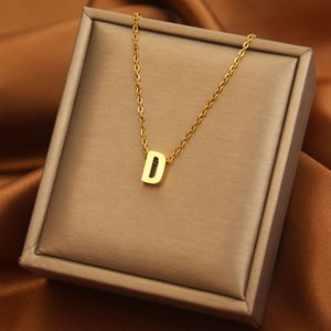 Europeo americano 26 letras collar con colgante de acero inoxidable 18K oro verdadero galvanizado Simple inglés sin caídas moda caliente - Product Image 5