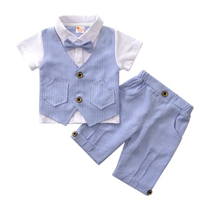Conjunto de Ropa <span class=keywords><strong>para</strong></span> Niños Pequeños: Camiseta de Manga Corta + Corbata de Moño + Pantalones Cortos <span class=keywords><strong>con</strong></span> <span class=keywords><strong>Tirantes</strong></span>, Traje de Caballero <span class=keywords><strong>para</strong></span> Verano - Product Image 4