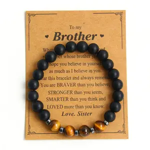 Natural Pedra Ajustável Stretch Tiger Eye Pulseiras Hematita Preto Fosco Alta Qualidade Homens Frisado Pulseira Jóias Acessórios