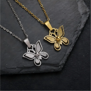 Collar con Colgante de Mariposa Mate Electrochapado en Acero Inoxidable 304 de Alta Calidad con Cadena Fina para Mujer, Joyería de Estilo Moderno - Product Image 2