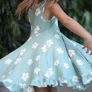 Jupe en coton à imprimé floral hawaïen personnalisé, jupe à volants d'été, robe personnalisée en bambou pour petite fille, robes hawaïennes pour filles, robe personnalisée pour filles - Product Image 2