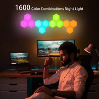 Paneles LED Hexagonales Blancos Modernos para Pared con Control Inteligente por Aplicación, Sincronización de Música e Iluminación RGB para Salas de Juego