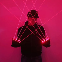 Gants laser LED multilignes rouge-vert, 4 faisceaux laser LED pour doigts, accessoires de spectacle de danse en boîte de nuit