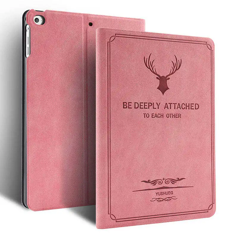 Cloth leather material 10.9 inch deer horn pattern 2.0PC hard case book flip tablet case suitable for iPad