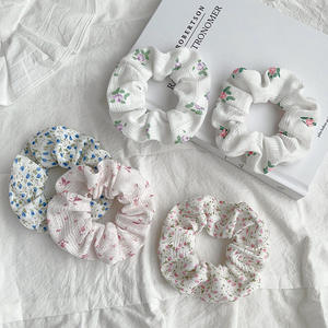 Coleteros de Tela <span class=keywords><strong>con</strong></span> Diseño Floral, Dulces y Modernos para Mujeres y Niñas, Elásticos para Cola de Caballo - Product Image 3