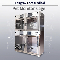 Cage de surveillance intelligente pour animaux de compagnie en soins intensifs vétérinaires, conception modulaire ventilée, panneaux transparents pour la surveillance