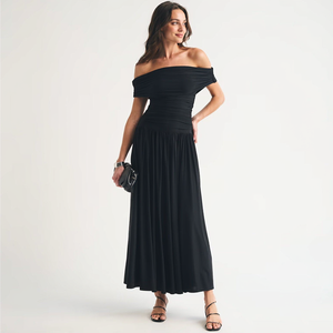 Robe longue décontractée pour femme LEDUO, style été, taille froncée, sans manches, coupe évasée, élégante, maxi, vente en gros - Product Image 1