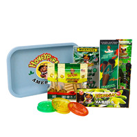 Kit d'accessoires : Plateaux roulants colorés, Broyeur à herbes en plastique 2 pièces, Tube de rangement, Papier à rouler parfumé au chanvre