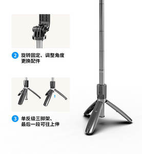 L02 Trípode de viaje Selfie Stick <span class=keywords><strong>para</strong></span> Teléfono Celular Soporte todo en 1 con control remoto inalámbrico Compatible con <span class=keywords><strong>iPhone</strong></span> y Android - Product Image 6