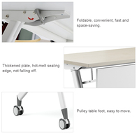 Table de formation scolaire pliable en mélamine avec roulettes et pieds en acier