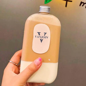 Bouteilles de jus de fruits en plastique plat PET de 16 oz de qualité alimentaire avec bouchons à vis en aluminium Bouteille d'eau minérale PET transparente sans Bpa - Product Image 1