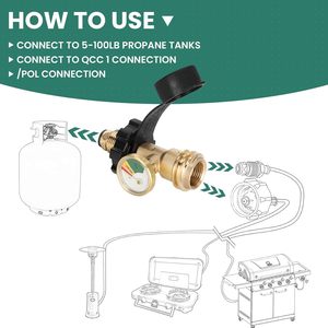 MENSI 100 磅丙烷罐适配器压力表 POL QCC1 转换器 1 连接实心黄铜适配器适用于 100 磅丙烷罐 - Product Image 3