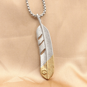 Feather Pendant <b>Titanium</b> Steel Silver Gold Tone Men Women Fashion Jewelry Summer 2021 Themed Pendants - Product Image 1