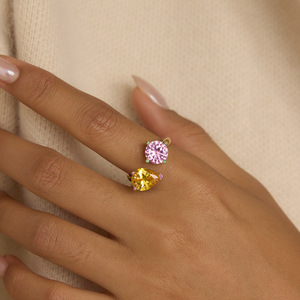 แหวนเหล็กไทเทเนียมทรงหยดน้ำประดับเพชรซิร์คอน ของขวัญเครื่องประดับสำหรับผู้หญิง แหล่งกำเนิดอี้หวู่ - Product Image 3