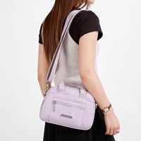 Sac à bandoulière carré en nylon uni avec fermeture éclair, style oreiller, pour femme, collection automne/hiver, décontracté, tendance coréenne
