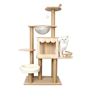 Mode Huisstijl Huisdierenproducten Sisal Materialen Post Verticale Kat Springen Krabber 132Cm Speelgoed Grote Houten Kattenboom