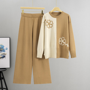 2025 ropa de mujer elegante, conjunto de tres piezas de punto, traje informal, Jersey holgado, suéter, pantalones largos, chal - Product Image 1
