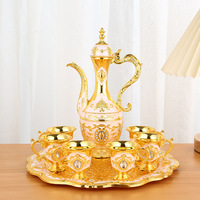 Meilleures ventes : Bouilloire à thé en alliage de zinc vintage de Dubaï, style antique européen, en métal, avec soucoupe, pour usage domestique