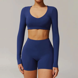 Nouvel ensemble <span class=keywords><strong>de</strong></span> leggings <span class=keywords><strong>de</strong></span> sport respirants et froncés 2026 pour <span class=keywords><strong>femmes</strong></span>, avec short <span class=keywords><strong>de</strong></span> yoga uni et taille élastique – Approvisionnement direct usine - Product Image 2