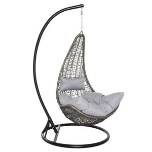 Chaise suspendue en rotin, siège à bascule <span class=keywords><strong>suspendu</strong></span>, avec cadre en acier et coussin pour les jardins et les chaises - Product Image 1