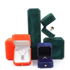 Caja de almacenamiento de paquete de joyería naranja azul verde borde de encaje de alta calidad