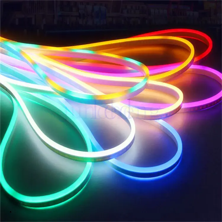 Enseigne néon multicolore personnalisée Changement de couleur Led Neon Rope Plastique DC 12V IP67 Lampe néon en silicone