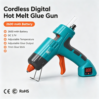 Pistolet à colle chaude sans fil mini 7 mm avec batterie 2600 mAh et chargement Type-C pour l'artisanat, l'école et les voyages, lumière LED