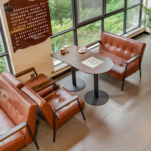 Muebles Antiguos para Bistro, Cafetería o Restaurante, Banqueta Tapizada con Asiento de Cuero - Product Image 5