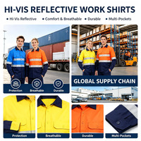 Chemises de travail de sécurité haute visibilité réfléchissantes avec logo personnalisé, uniformes de travail pour les mineurs et les ouvriers industriels, manches longues, construction 35% coton