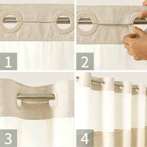 Minimalist Classic Hotel <strong>Shower</strong> <strong>Curtain</strong> Hookless Linen Inner Cationic <strong>Lining</strong> Waterproof Bathroom Accessory-Made Polyester - Product Image 4