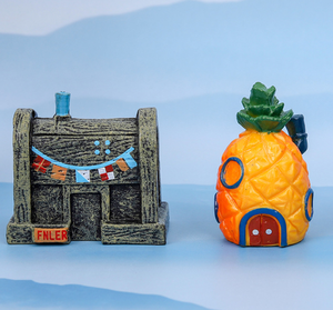 Décoration d'aquarium en résine en forme de maison d'<span class=keywords><strong>ananas</strong></span>, modèle de dessin animé pour poissons et crevettes, pour jouer et se cacher, écologique et peinte à la main - Product Image 5